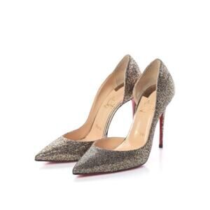 Christian Louboutin Women's Décolleté 554 85mm Glitter Gold Regina Size 40.5